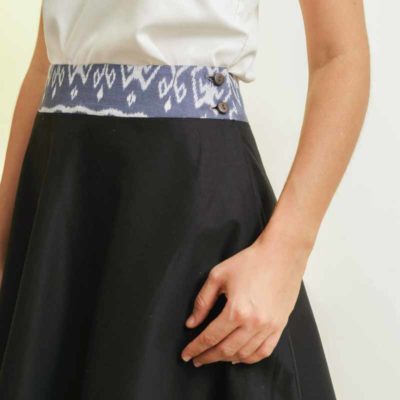 sustainable fashion women black silk and cotton skirt