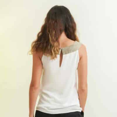 mode éthique femme top en soie et coton blanc