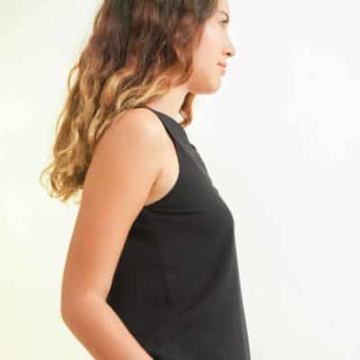 ethical fashion woman top in black cotton and silk
