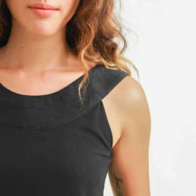 mode éthique femme top en soie et coton noir