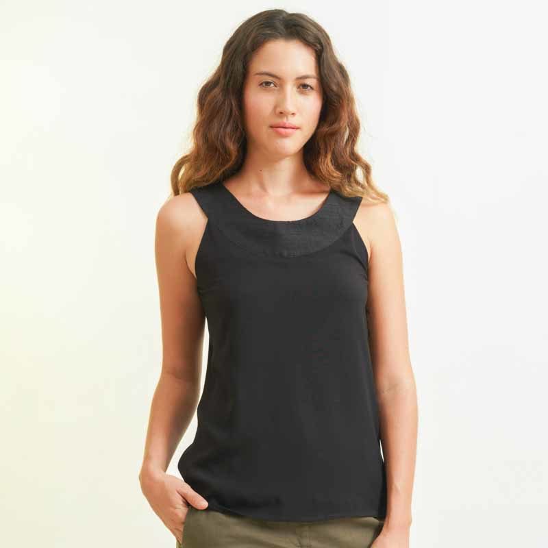 mode éthique femme top en soie et coton noir