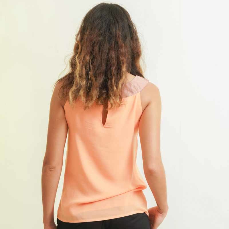 mode éthique femme top en soie et coton pêche