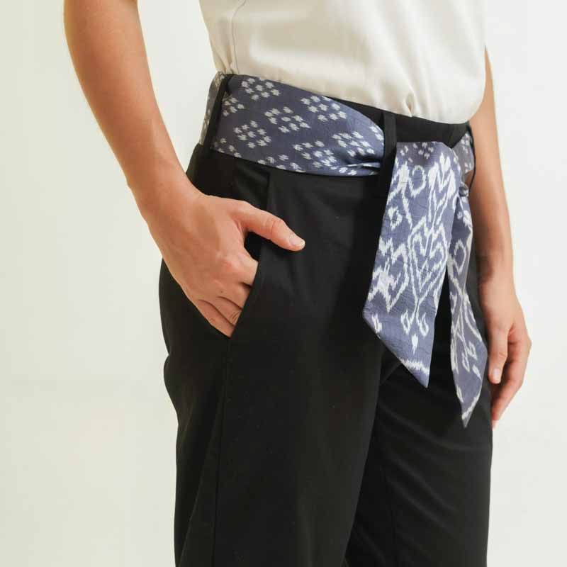 ethical fashion woman pants in black silk and cotton