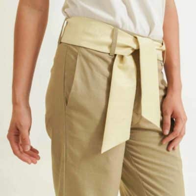 ethical fashion woman beige silk and linen pants