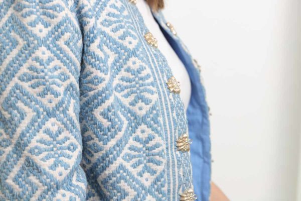 mode ethique femme veste ethnique coton bio broderie teinture naturelle indigo