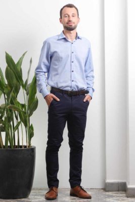 mode ethique homme pantalon coton artisanal batik bleu