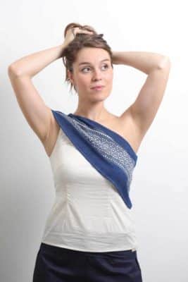 slow fashion femme top asymétrique coton bio teinture naturelle indigo
