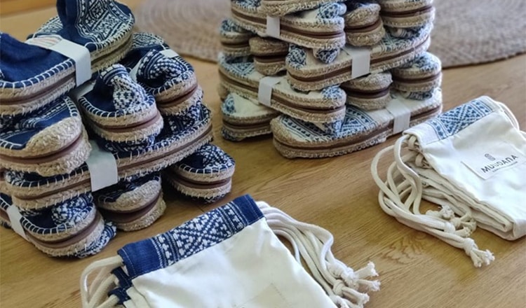 mode ethique espadrilles mixtes equitables muudana amboh coton up-cyclé teinture naturelle indigo