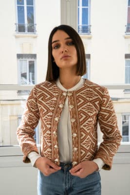 Veste femme équitable face ocre