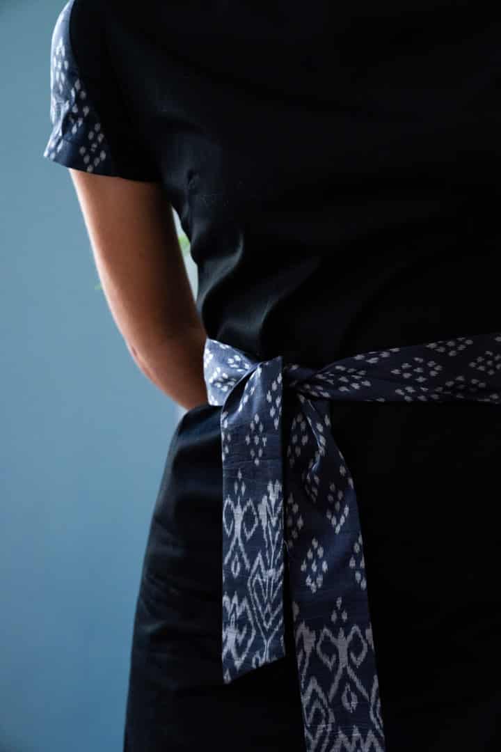 Women's silk and cotton dress with belt detail