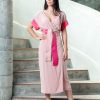 MUUDANA-Responsible eco fashion-Angkor dress-Cotton and silk-Pink color-Front view - Vertical