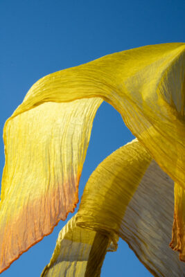 foulard soie organza fait main jaune